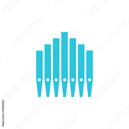 Organ Pipes. Isolated on white background. Blue icon set.