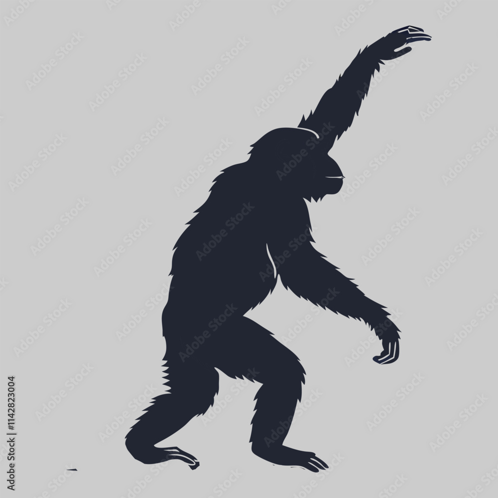 Fototapeta premium chimpanzee silhouette vector design art and illustration