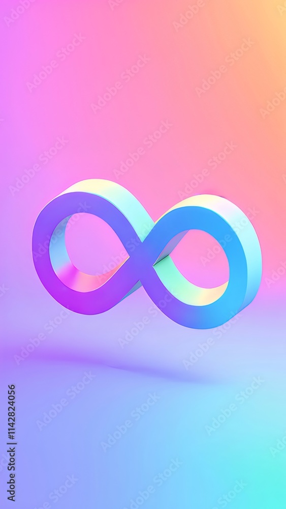 Pastel infinity symbol on gradient background. Pastel infinity symbol on gradient background.