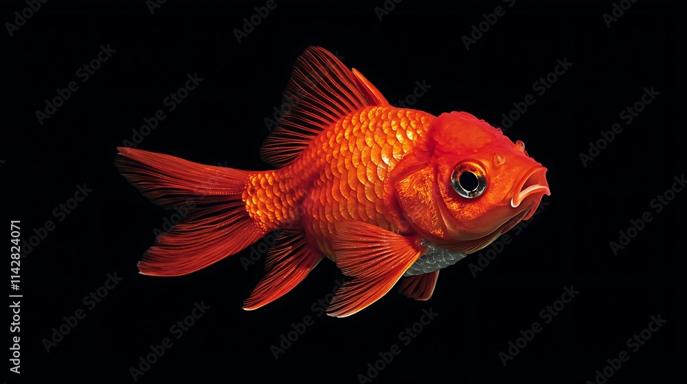 Vibrant Orange Goldfish in Dark Setting Vibrant Orange Goldfish in Dark Setting