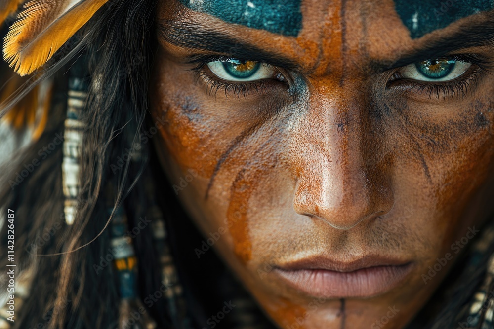 A close-up shot of a person's face with vibrant makeup, perfect for creative projects and artistic expressions A close-up shot of a person's face with vibrant makeup, perfect for creative projects and artistic expressions