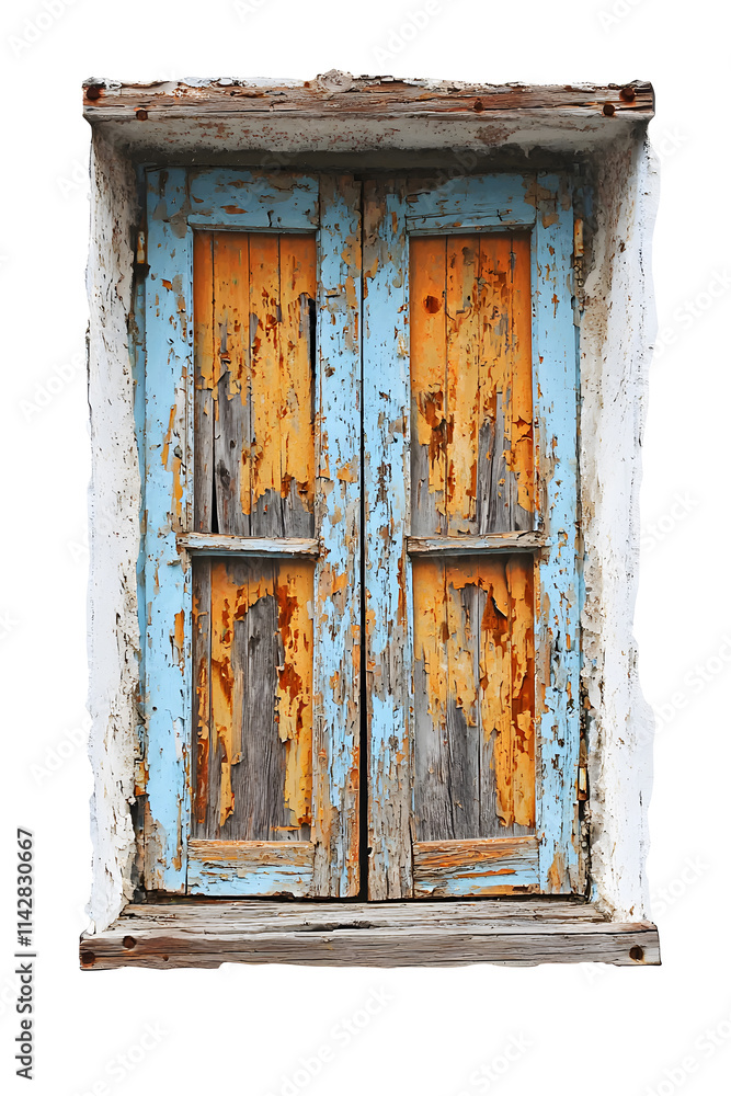 Very old wooden window frame with cracked paint on it isolated on white background Very old wooden window frame with cracked paint on it isolated on white background