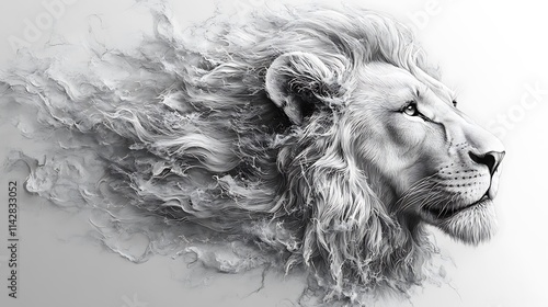 Artistic lion portrait monochrome illustration style high resolution hd image photo