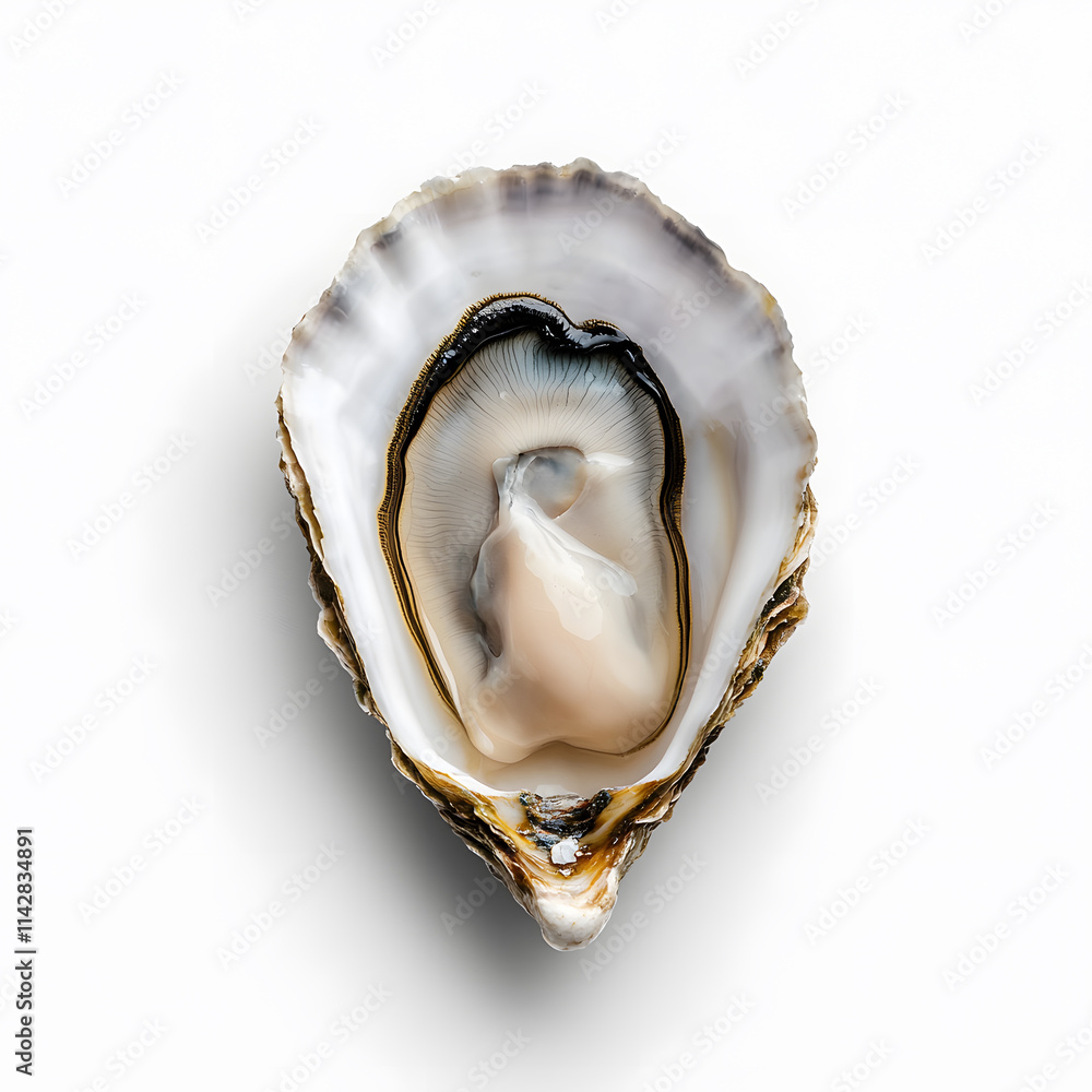 Oyster top view isolated on white background Oyster top view isolated on white background