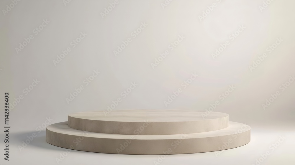 Two-tiered circular wooden podium on white background. Two-tiered circular wooden podium on white background.