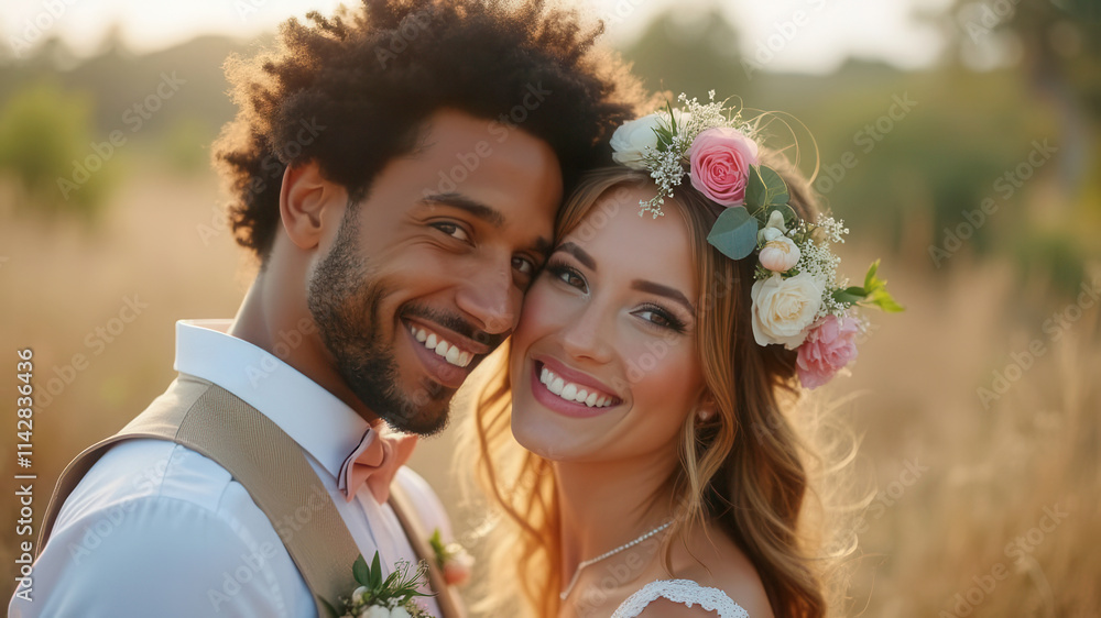 Beautiful loving wedding couple portrait Beautiful loving wedding couple portrait