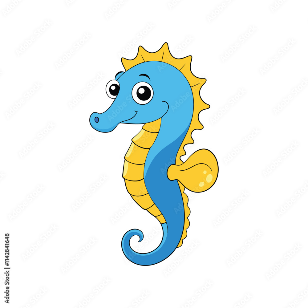 Fototapeta premium A Cute Cartoon Seahorse