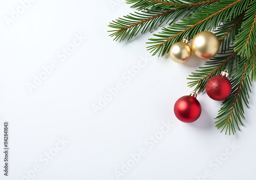 pine branch ornaments white space text design elements holiday decoration