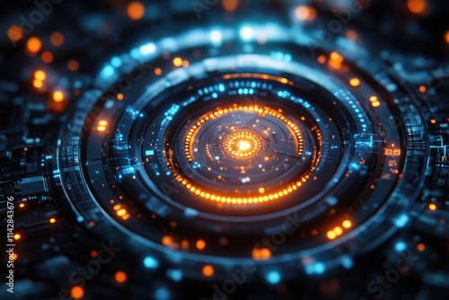 A futuristic-looking abstract image of a glowing circle