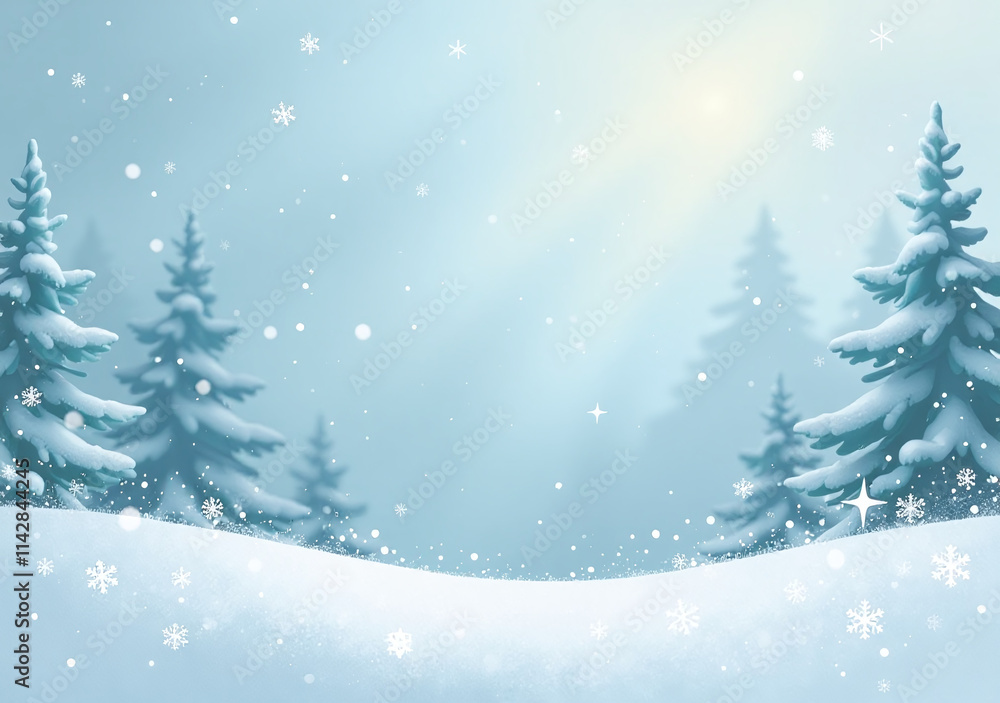 snowflakes fall gently winter scene soft white pale blue hues delicate christmas illustration snowflakes fall gently winter scene soft white pale blue hues delicate christmas illustration