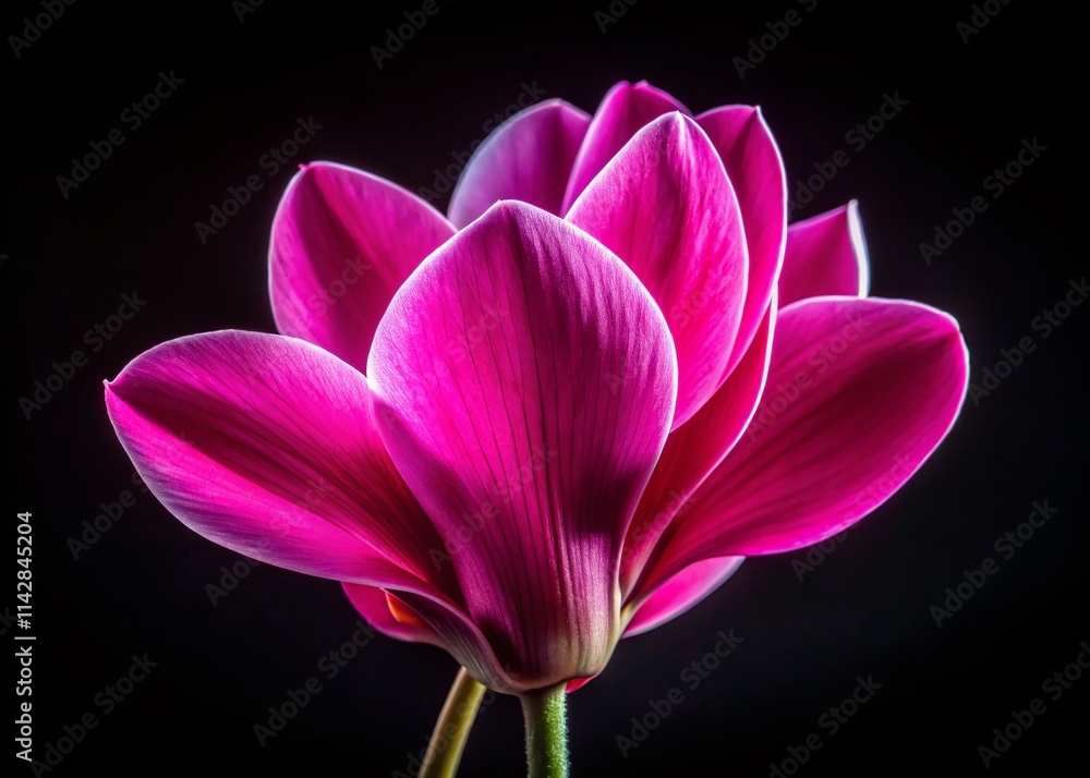 Fototapeta premium Pink Cyclamen Macro Photography Black Background - Stunning Closeup Flower Images