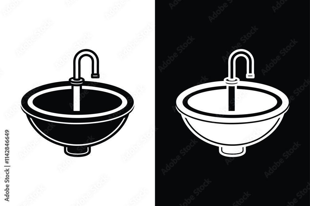Sink icon vector on White Background ,Vector Art Illustration on white background. Sink icon vector on White Background ,Vector Art Illustration on white background.