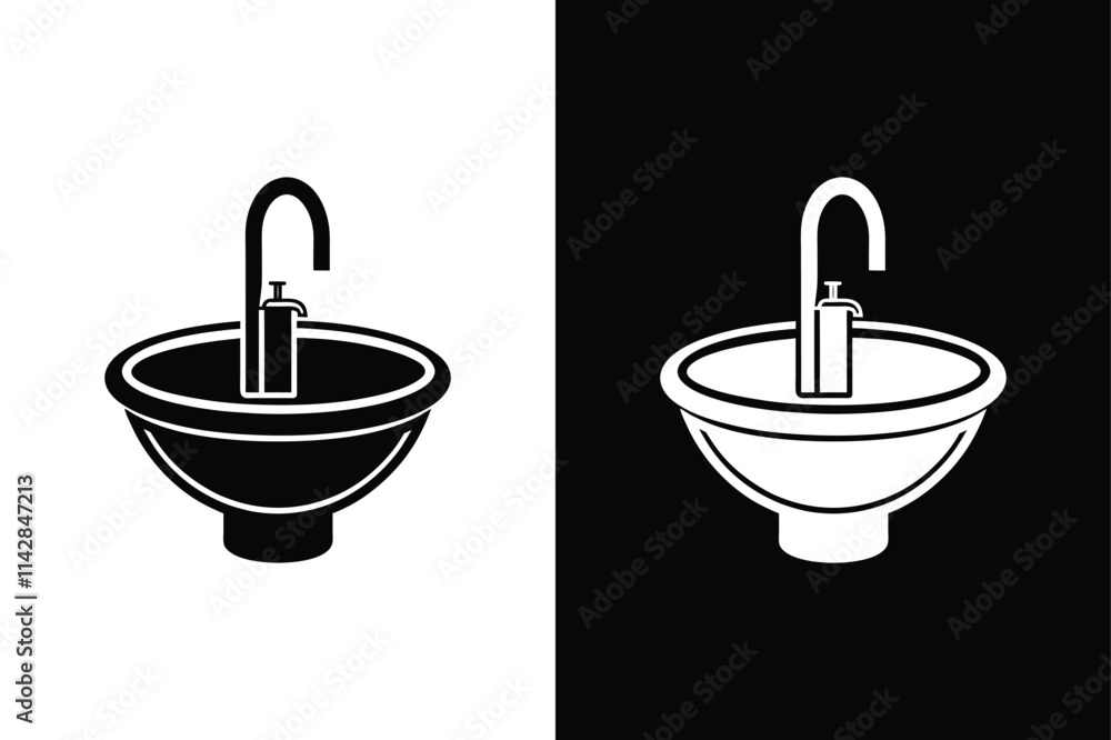 Sink icon vector on White Background ,Vector Art Illustration on white background. Sink icon vector on White Background ,Vector Art Illustration on white background.