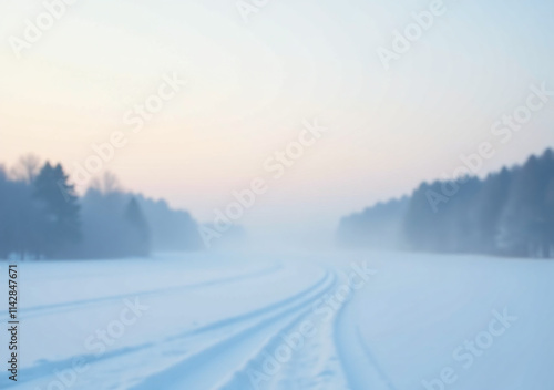 softly fades pale blue haze winter distance blurred