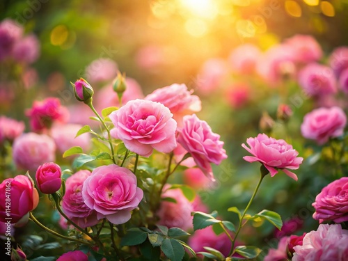 Pink Rose Garden Tilt-Shift Photography: Miniature World Charm