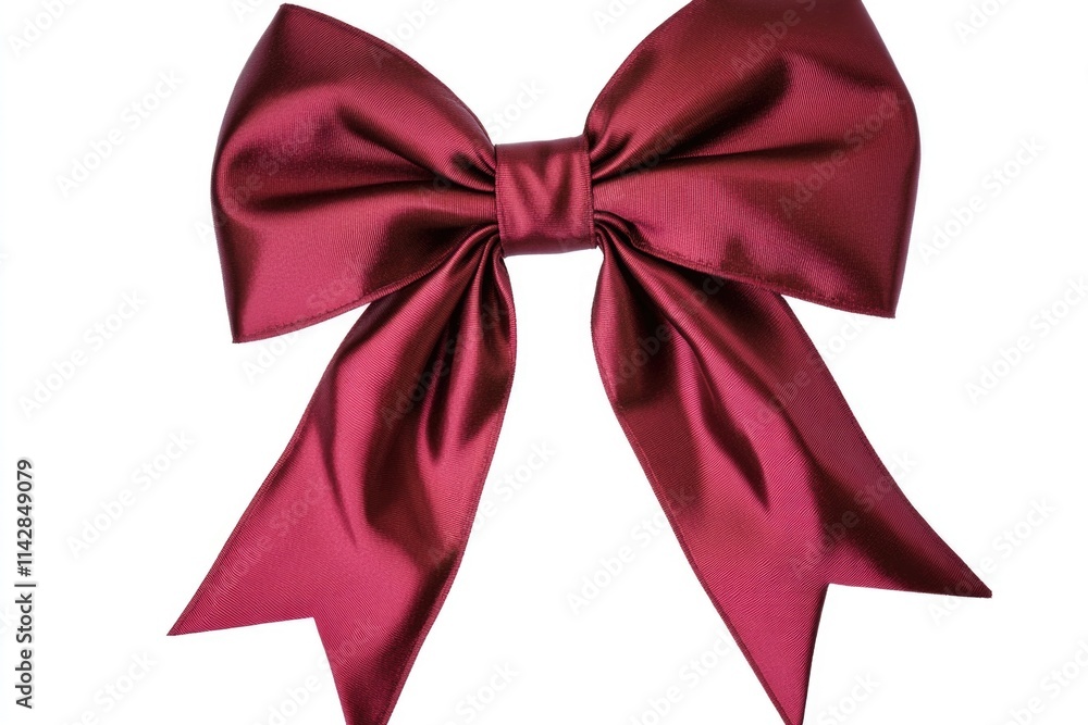 A simple red bow is tied to the side of a white wall A simple red bow is tied to the side of a white wall