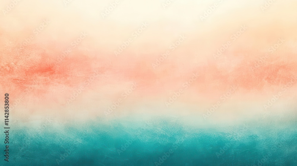 Fototapeta premium gradient blend of teal and coral hues, soft focus with illuminated highlights, warm sunbeam effect creating a dreamy atmosphere