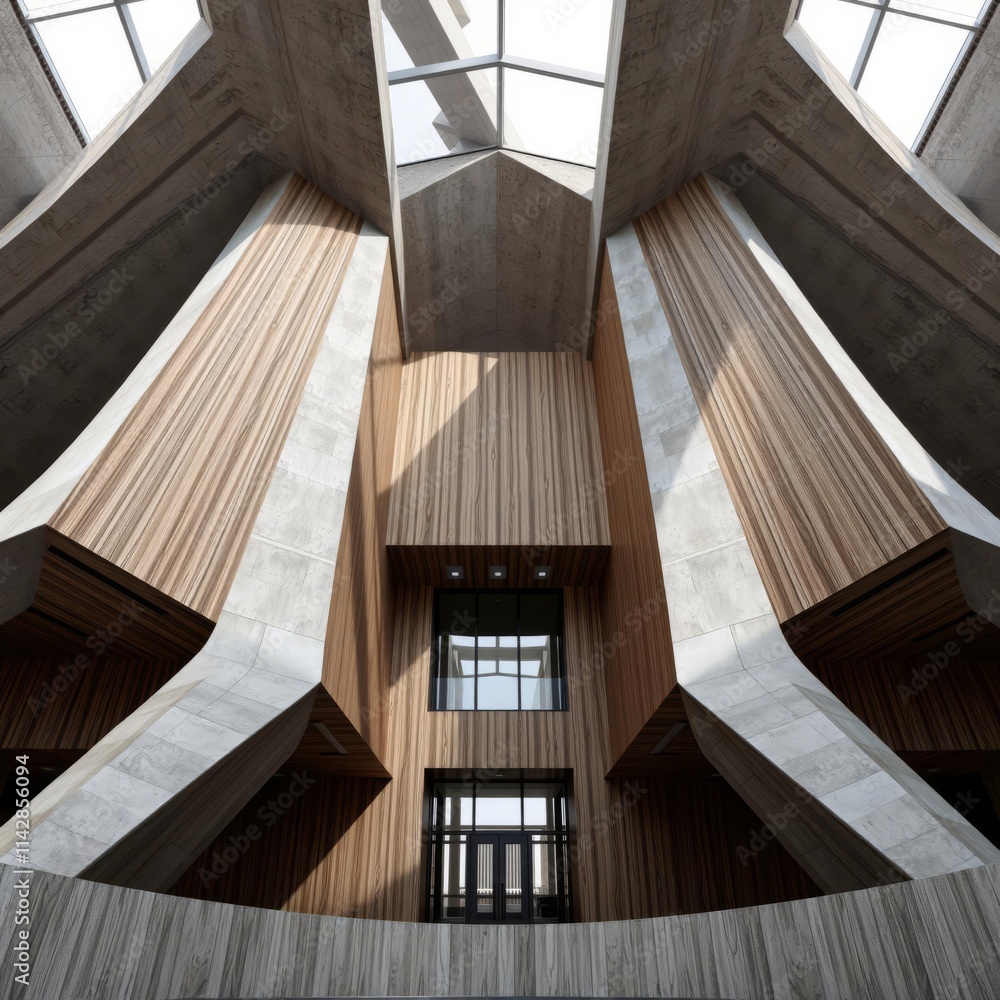 Fototapeta premium Canvas mockup wood concrete design wood design concrete architecture wall floor modern