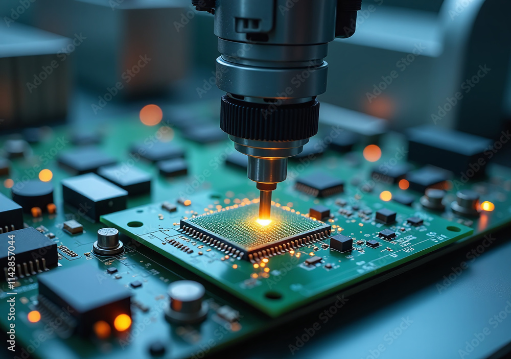 advanced machinery showcases modern electronics intricate detail precise circuit board manufacturing advanced machinery showcases modern electronics intricate detail precise circuit board manufacturing