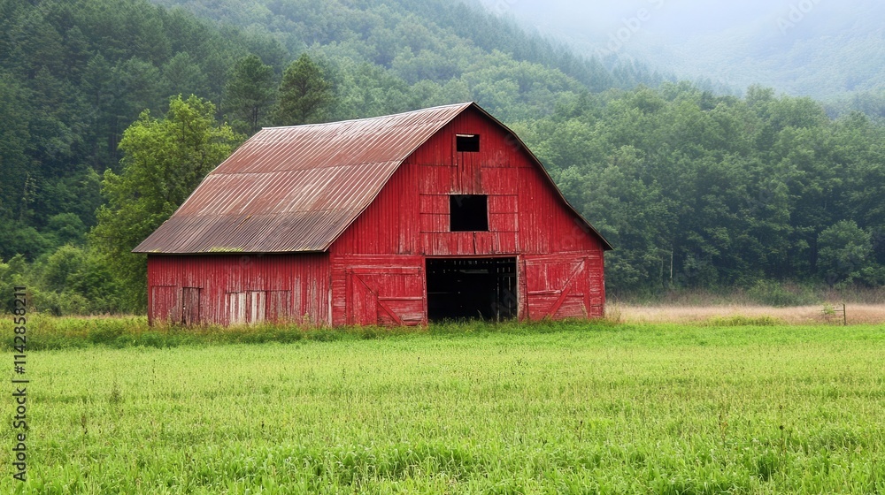 charming red barn standing proudly in a verdant field, symbolizing rural life and agricultural heritage amidst a picturesque landscape charming red barn standing proudly in a verdant field, symbolizing rural life and agricultural heritage amidst a picturesque landscape