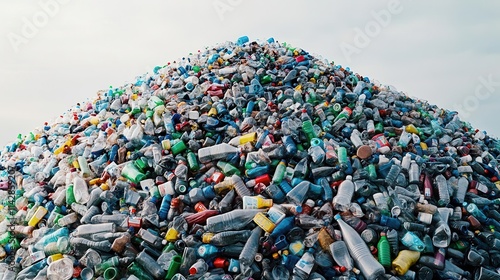 heap of discarded plastic bottles against a stark background, emphasizing environmental concerns and the impact of waste on our planet, crafted for artistic commentary