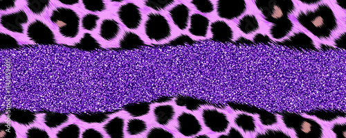 A vibrant pattern featuring purple glitter and leopard print for eye-catching designs and creative projects. photo