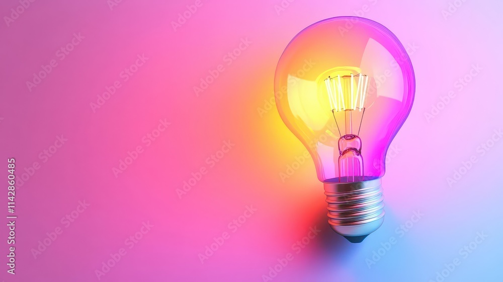 colorful glowing bulb lamp isolated on a white background, representing a bright idea or creative thinking, with vibrant colors that evoke inspiration and imagination colorful glowing bulb lamp isolated on a white background, representing a bright idea or creative thinking, with vibrant colors that evoke inspiration and imagination
