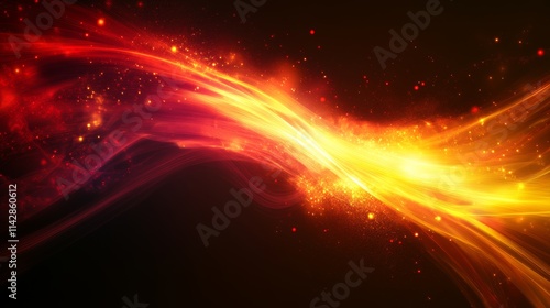 Abstract digital wave with vibrant colors of red and yellow, creating a dynamic and energetic visual effect.