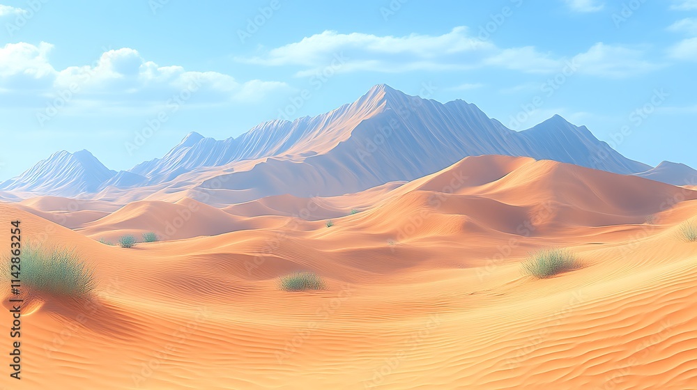 Naklejka premium Desert landscape with majestic mountains under a clear sky