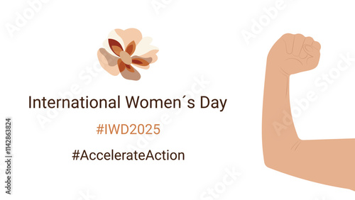 Accelerate Action social campaign. International Women´s Day. 2025, #AccelerateAction. Horizontal banner