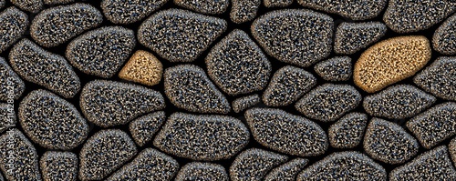 Close-up of textured pebbles with varied colors, showcasing nature's intricate details and smooth surfaces. photo