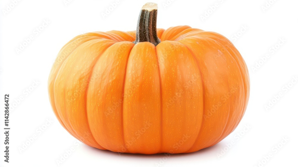 Obraz premium fresh, vibrant pumpkin displayed against a clean white background, showcasing its rich color and texture, perfect for seasonal themes and food-related content