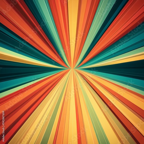 Vibrant radial pattern with vivid stripes radiating outward, creating a dynamic visual experience. photo