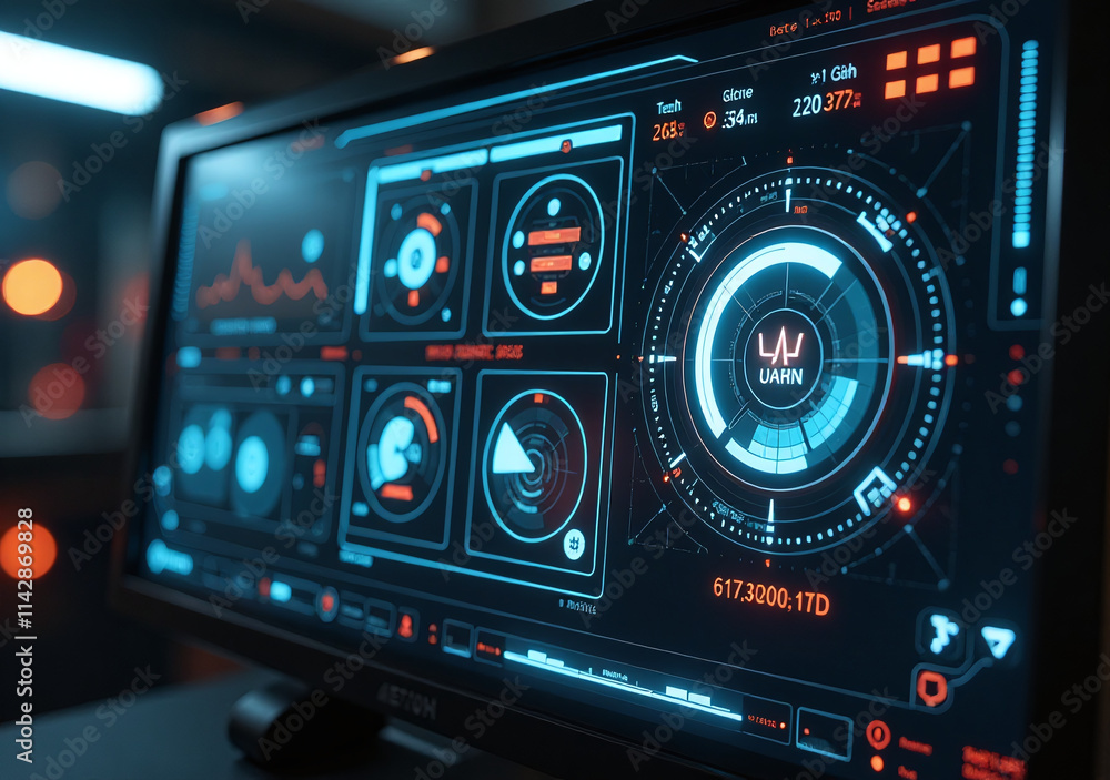 Obraz premium future tech elements enhance hud display futuristic environment advanced special