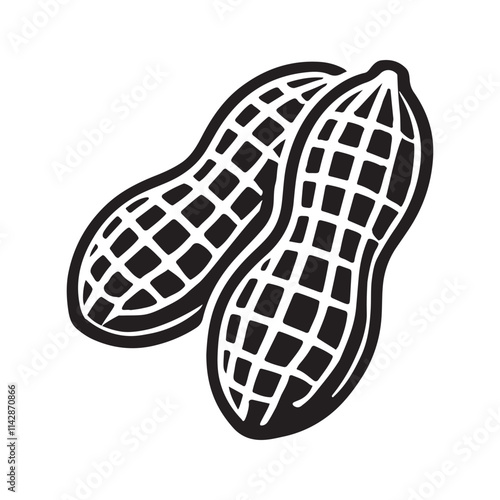 Silhouette Illustration of Two Peanuts in Shells