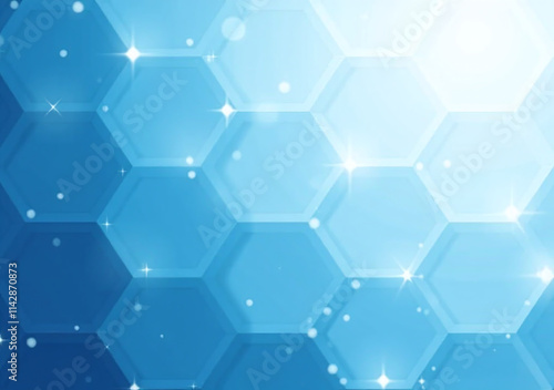 geometric hexagons blue white abstract vector photo