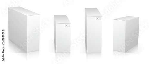 Set illustration of Super Realistic White Box Mockup Design isolated 