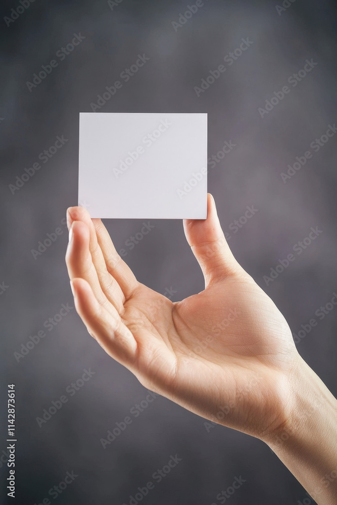 Hand Holding Blank White Business Card Offering Presentation Cor Hand Holding Blank White Business Card Offering Presentation Cor