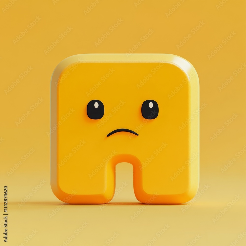 Fototapeta premium Sad Yellow Emoji 3D Render Illustration