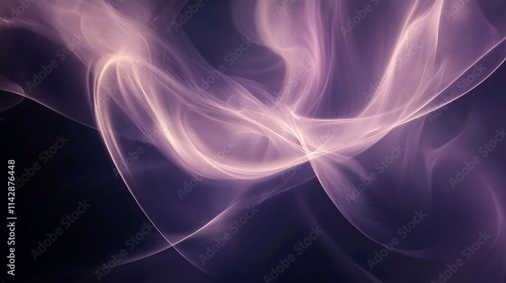 Obraz premium Abstract Purple Light Waves Flowing Dark Background