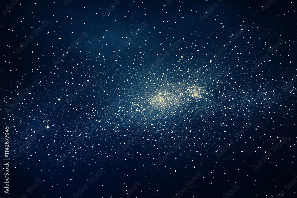 Fototapeta premium A stunning view of a starry galaxy with glowing golden light stretching across a deep blue sky 
