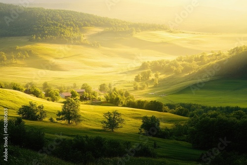 A sunny day on a grassy hillside