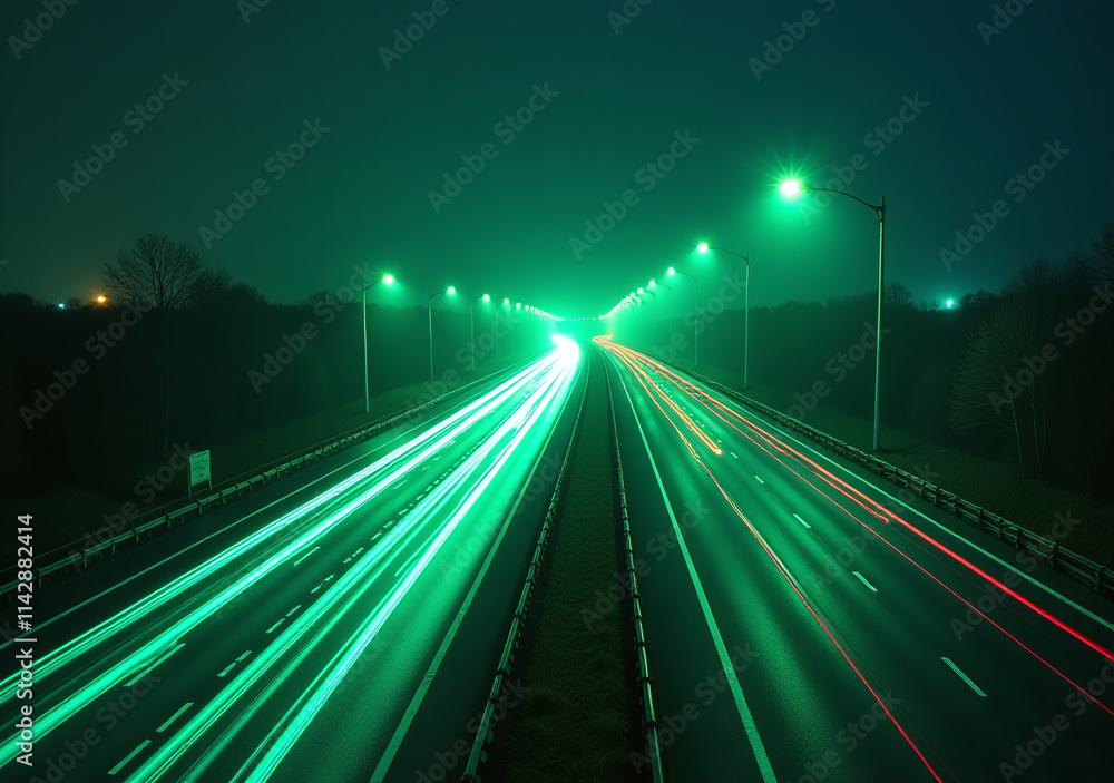 neon green lights illuminate highway data speeds neon green lights illuminate highway data speeds