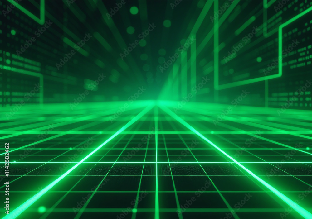 neon green lines glowing grid create futuristic digital environment mimicking virtual reality cyberspace perfectly neon green lines glowing grid create futuristic digital environment mimicking virtual reality cyberspace perfectly