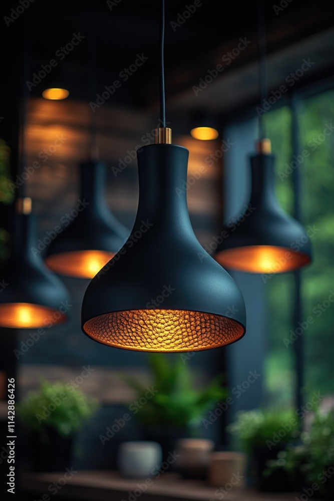 Obraz premium A collection of lights suspended from the ceiling