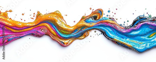 A vibrant splash of paint in various colors flowing together, perfect for creative projects and artistic designs. photo