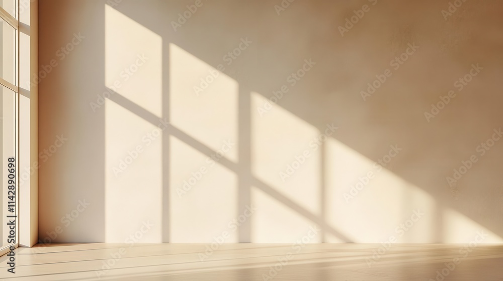 minimalist interior design featuring a beige wall bathed in sunlight from a nearby window, creating a peaceful and serene atmosphere, emphasizing simplicity and elegance minimalist interior design featuring a beige wall bathed in sunlight from a nearby window, creating a peaceful and serene atmosphere, emphasizing simplicity and elegance