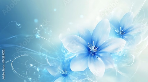 Serene Blue Flowers Abstract Art Design