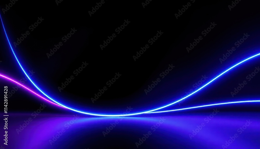 Abstract neon purple, blue lines on black background. Dynamic futuristic lines create sense of movement, energy. Modern design with glowing colors. Suitable for tech, music related visuals. Perfect Abstract neon purple, blue lines on black background. Dynamic futuristic lines create sense of movement, energy. Modern design with glowing colors. Suitable for tech, music related visuals. Perfect