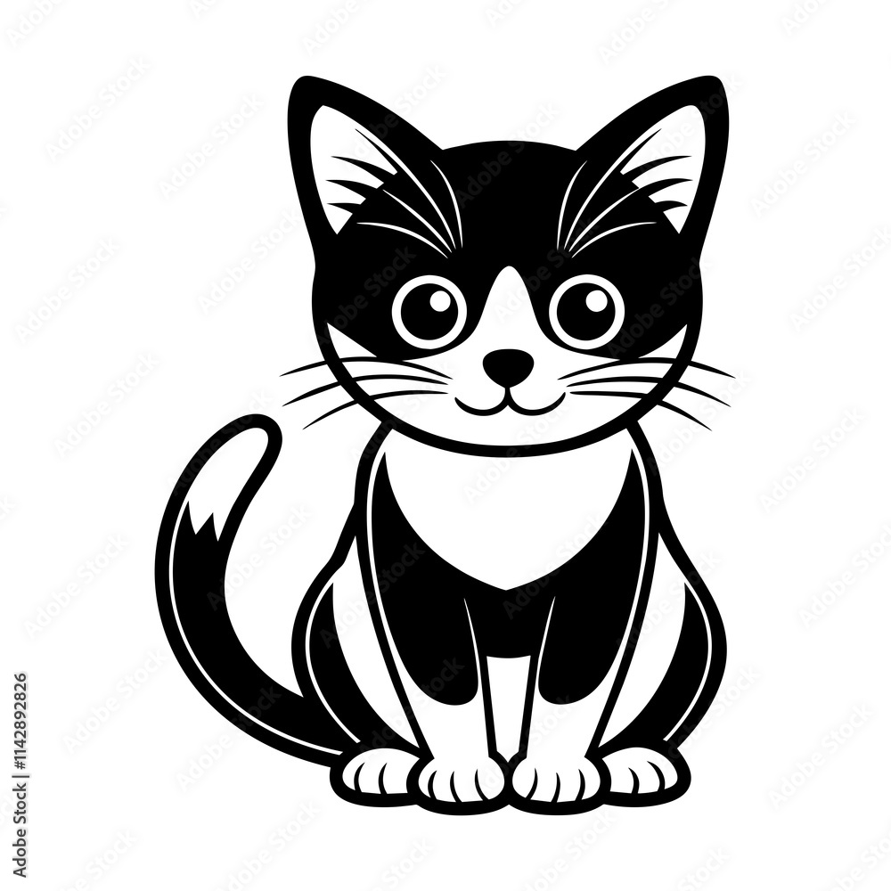 Fototapeta premium A cat cartoon silhouette